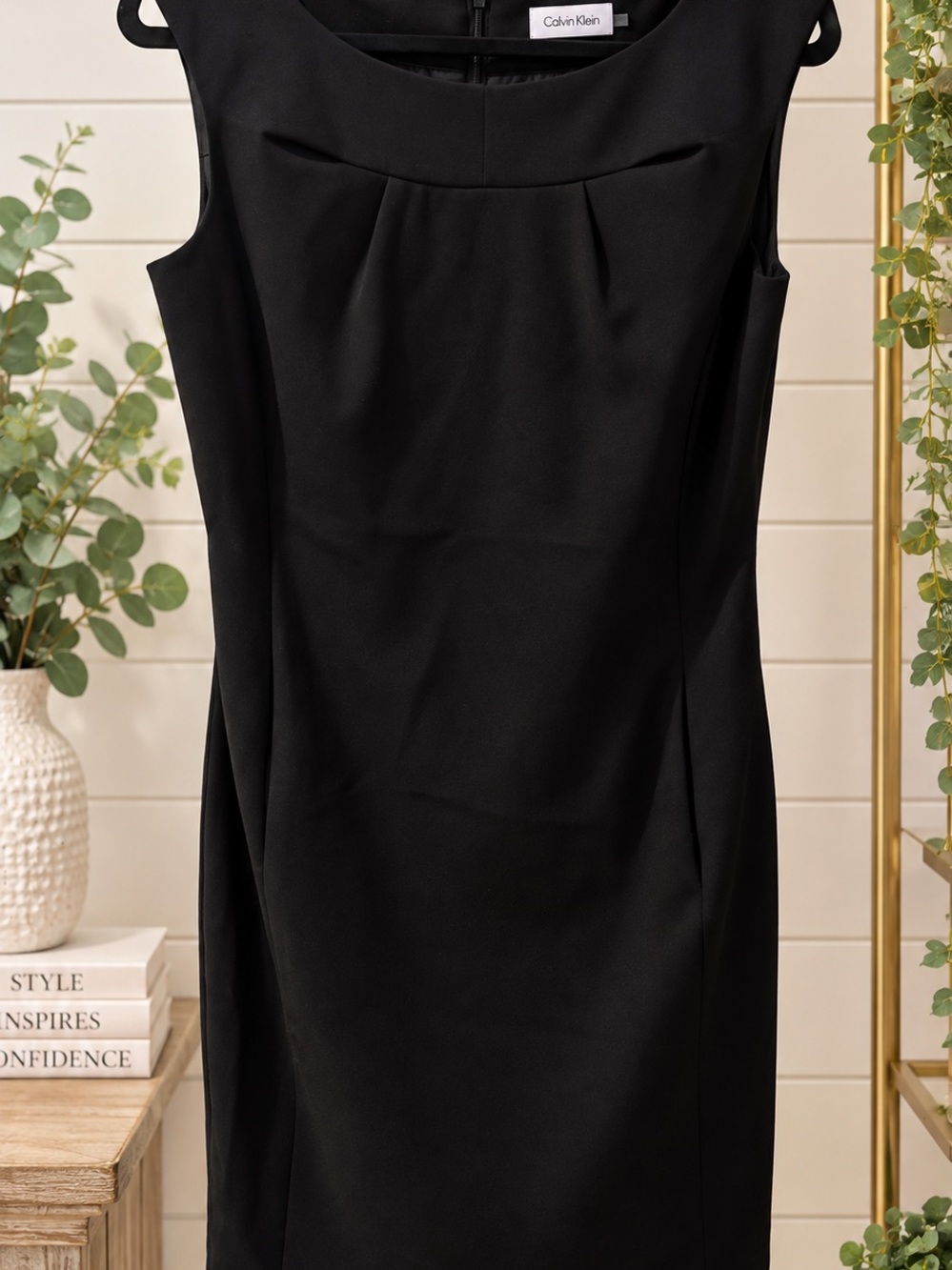 Calvin Klein Black Sleeveless Sheath Dress with Pockets Size 14